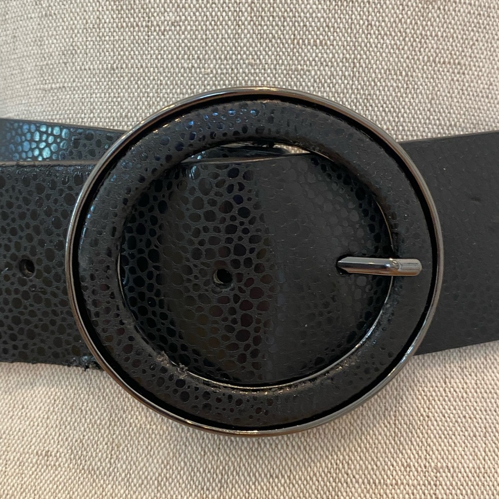 Nine West Womens Black Faux Leather Belt w Elastic Band Size M/L / NWT - Picture 2 of 9
